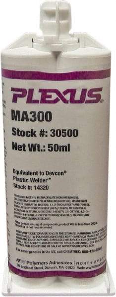 Plexus - 50 mL Cartridge Two Part Adhesive - 3 to 6 min Working Time, 60°F - Industrial Tool & Supply