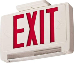 Lithonia Lighting - 1 Face, 2.32 Watt, White, Thermoplastic, LED, Illuminated Exit Sign - 120/277 VAC, Nickel Cadmium, Surface Mounted, Wall Mounted - Industrial Tool & Supply