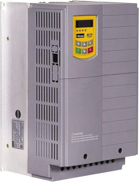 Parker - Three Phase, 480 Volt, 20 hp, Variable Frequency Drive - 8.07" Wide x 7.71" Deep x 13" High, IP20 - Industrial Tool & Supply