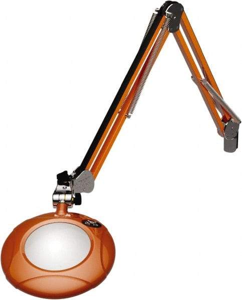 O.C. White - 43 Inch, Spring Suspension, Clamp on, LED, Brilliant Orange, Magnifying Task Light - 8 Watt, 7.5 and 15 Volt, 2x Magnification, 5 Inch Long - Industrial Tool & Supply