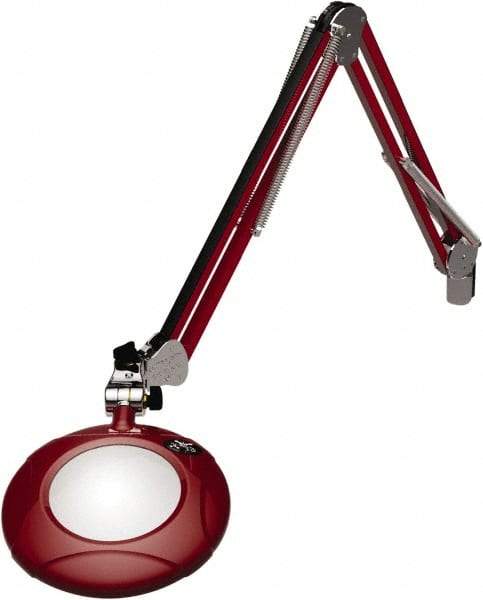 O.C. White - 43 Inch, Spring Suspension, Clamp on, LED, Blaze Red, Magnifying Task Light - 8 Watt, 7.5 and 15 Volt, 2x Magnification, 5 Inch Long - Industrial Tool & Supply