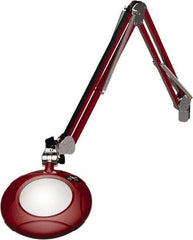 O.C. White - 43 Inch, Spring Suspension, Clamp on, LED, Blaze Red, Magnifying Task Light - 8 Watt, 7.5 and 15 Volt, 2x Magnification, 5 Inch Long - Industrial Tool & Supply