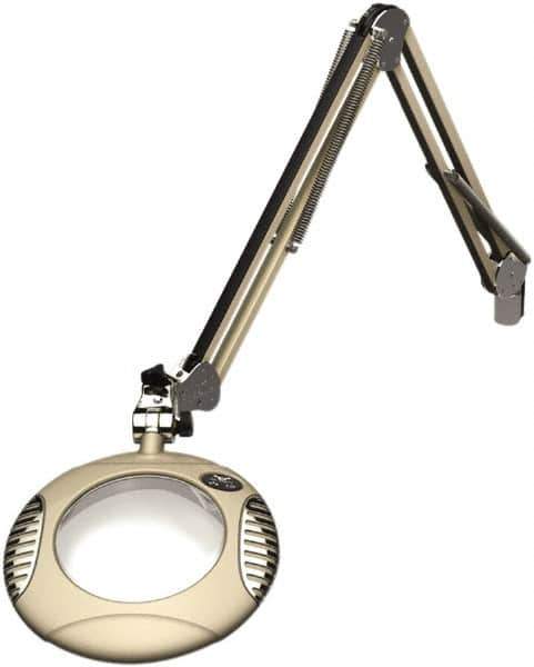 O.C. White - 43 Inch, Spring Suspension, Clamp on, LED, White, Magnifying Task Light - 8 Watt, 7.5 and 15 Volt, 2x Magnification, 6 Inch Long - Industrial Tool & Supply