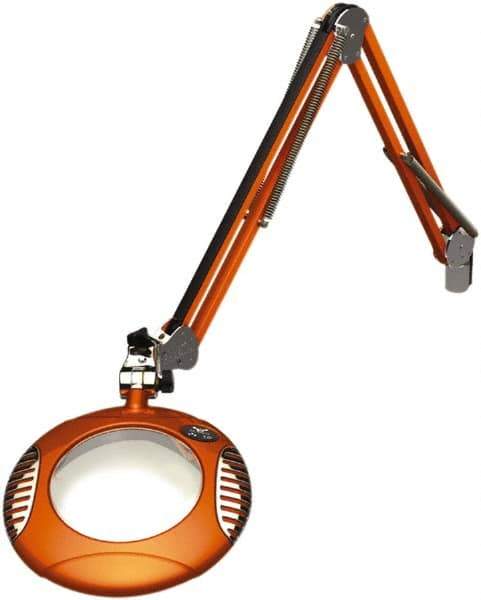 O.C. White - 43 Inch, Spring Suspension, Clamp on, LED, Brilliant Orange, Magnifying Task Light - 8 Watt, 7.5 and 15 Volt, 2x Magnification, 6 Inch Long - Industrial Tool & Supply