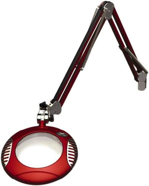 O.C. White - 43 Inch, Spring Suspension, Clamp on, LED, Blaze Red, Magnifying Task Light - 8 Watt, 7.5 and 15 Volt, 2x Magnification, 6 Inch Long - Industrial Tool & Supply