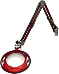 O.C. White - 43 Inch, Spring Suspension, Clamp on, LED, Blaze Red, Magnifying Task Light - 8 Watt, 7.5 and 15 Volt, 2x Magnification, 6 Inch Long - Industrial Tool & Supply