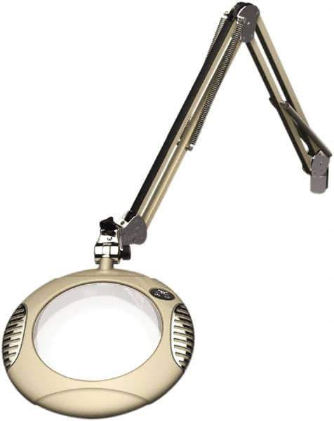 O.C. White - 43 Inch, Spring Suspension, Clamp on, LED, Shadow White, Magnifying Task Light - 8 Watt, 7.5 and 15 Volt, 2x Magnification, 5-1/4 Inch Wide, 7-1/2 Inch Long - Industrial Tool & Supply