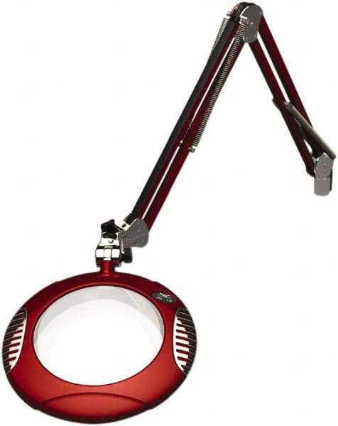 O.C. White - 43 Inch, Spring Suspension, Clamp on, LED, Blaze Red, Magnifying Task Light - 8 Watt, 7.5 and 15 Volt, 2x Magnification, 5-1/4 Inch Wide, 7-1/2 Inch Long - Industrial Tool & Supply