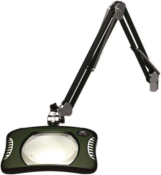 O.C. White - 43 Inch, Spring Suspension, Clamp on, LED, Racing Green, Magnifying Task Light - 8 Watt, 7.5 and 15 Volt, 2x Magnification, 5-1/4 Inch Wide, 7 Inch Long - Industrial Tool & Supply