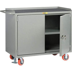 Little Giant - 3,600 Lb Capacity, 2 Door Mobile Service Bench - 41" Wide x 24" Deep x 43" High, Steel, Gray - Industrial Tool & Supply