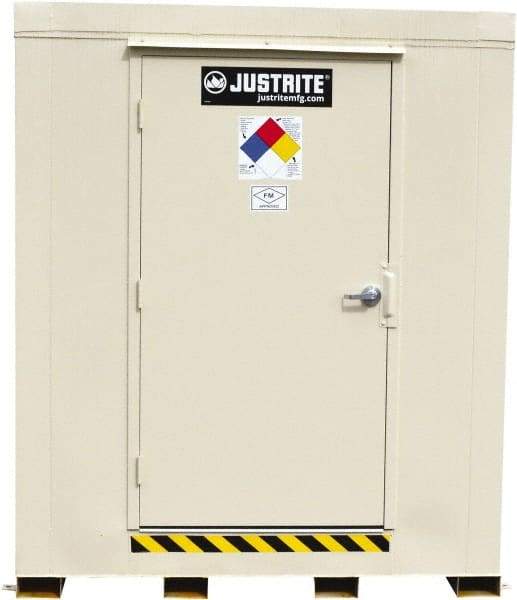 Justrite - 4 Drum, 71 Gal Sump Capacity, Locker - 6' Long x 5-1/2' Wide x 6.25' High, Galvanized Steel - Industrial Tool & Supply