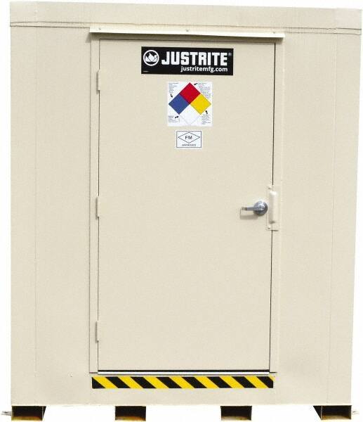 Justrite - 16 Drum, 288 Gal Sump Capacity, Locker - 10' Long x 9-1/2' Wide x 8.08' High, Galvanized Steel - Industrial Tool & Supply