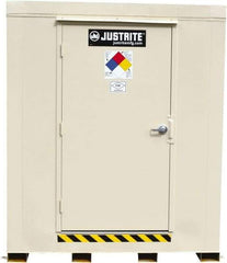 Justrite - 12 Drum, 221 Gal Sump Capacity, Locker - 7.33' Long x 10' Wide x 8.08' High, Galvanized Steel - Industrial Tool & Supply
