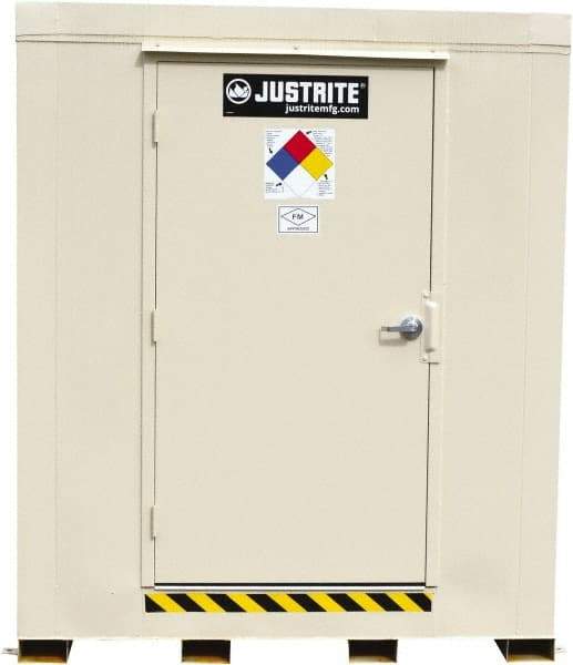Justrite - 9 Drum, 168 Gal Sump Capacity, Locker - 8' Long x 7-1/2' Wide x 8.08' High, Galvanized Steel - Industrial Tool & Supply
