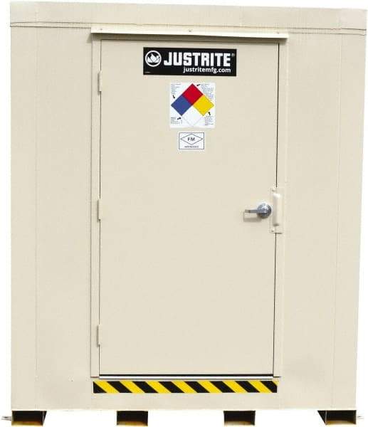 Justrite - 16 Drum, 272 Gal Sump Capacity, Locker - 10' Long x 9-1/2' Wide x 8.08' High, Galvanized Steel - Industrial Tool & Supply