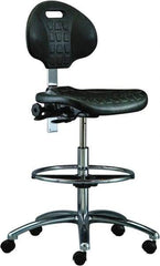 Bevco - 20-1/2 to 30-1/2" High Adjustable Height Swivel Stool - 27" Wide x 27" Deep, Polyurethane Seat, Black - Industrial Tool & Supply