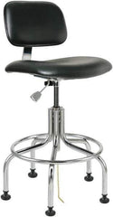 Bevco - 24-1/2 to 29-1/2" High Adjustable Height Swivel Stool - 22" Wide x 22" Deep, Vinyl Seat, Black - Industrial Tool & Supply
