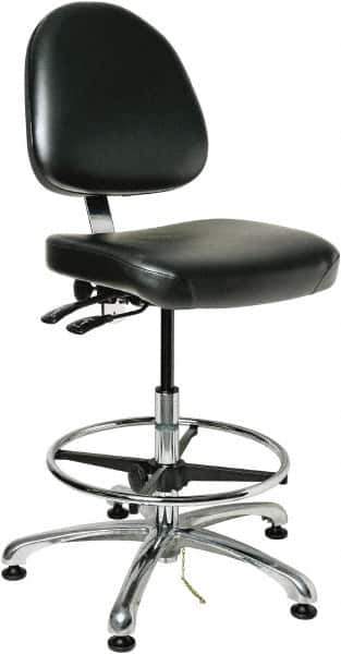 Bevco - 19 to 26-1/2" High Adjustable Height Swivel Stool - 27" Wide x 27" Deep, Vinyl Seat, Black - Industrial Tool & Supply