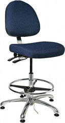 Bevco - 19 to 26-1/2" High Adjustable Height Swivel Stool - 27" Wide x 27" Deep, 100% Olefin Seat, Navy - Industrial Tool & Supply