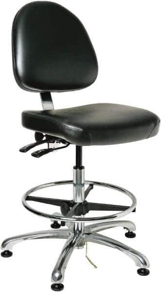 Bevco - 19 to 26-1/2" High Adjustable Height Swivel Stool - 27" Wide x 27" Deep, Vinyl Seat, Black - Industrial Tool & Supply