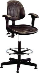 Bevco - 20 to 27-1/2" High Adjustable Height Swivel Stool - 27" Wide x 27" Deep, Polyurethane Seat, Black - Industrial Tool & Supply