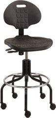 Bevco - 25 to 30" High Adjustable Height Swivel Stool - 27" Wide x 22" Deep, Polyurethane Seat, Black - Industrial Tool & Supply