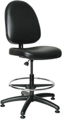 Bevco - 20 to 27-1/2" High Adjustable Height Swivel Stool - 27" Wide x 27" Deep, Vinyl Seat, Black - Industrial Tool & Supply