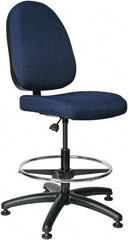 Bevco - 20 to 27-1/2" High Adjustable Height Swivel Stool - 27" Wide x 27" Deep, 100% Olefin Seat, Navy - Industrial Tool & Supply
