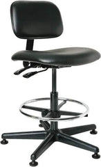 Bevco - 19-1/2 to 27" High Adjustable Height Swivel Stool - 27" Wide x 27" Deep, Vinyl Seat, Black - Industrial Tool & Supply