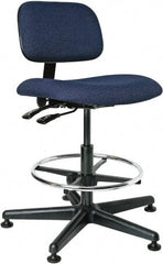 Bevco - 19-1/2 to 27" High Adjustable Height Swivel Stool - 27" Wide x 27" Deep, 100% Olefin Seat, Navy - Industrial Tool & Supply