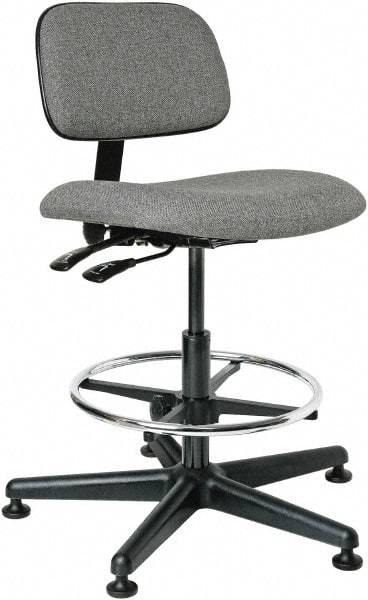 Bevco - 19-1/2 to 27" High Adjustable Height Swivel Stool - 27" Wide x 27" Deep, 100% Olefin Seat, Gray - Industrial Tool & Supply