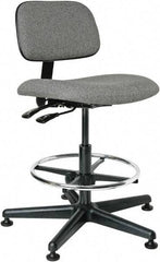 Bevco - 19-1/2 to 27" High Adjustable Height Swivel Stool - 27" Wide x 27" Deep, 100% Olefin Seat, Gray - Industrial Tool & Supply