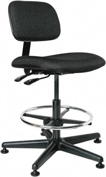 Bevco - 19-1/2 to 27" High Adjustable Height Swivel Stool - 27" Wide x 27" Deep, 100% Olefin Seat, Black - Industrial Tool & Supply