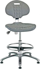 Bevco - 20-1/2 to 30-1/2" High Adjustable Height Swivel Stool - 27" Wide x 27" Deep, Polyurethane Seat, Gray - Industrial Tool & Supply