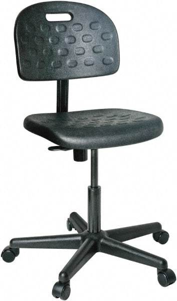 Bevco - 16 to 21" High Adjustable Height Swivel Stool - 25" Wide x 25" Deep, Polyurethane Seat, Black - Industrial Tool & Supply