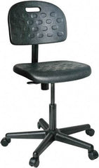 Bevco - 16 to 21" High Adjustable Height Swivel Stool - 25" Wide x 25" Deep, Polyurethane Seat, Black - Industrial Tool & Supply