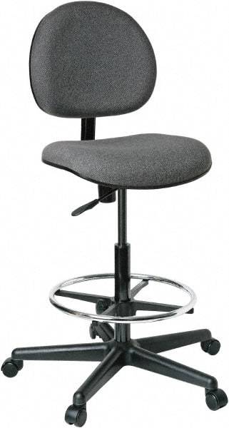 Bevco - 21 to 31" High Adjustable Height Swivel Stool - 27" Wide x 27" Deep, 100% Olefin Seat, Gray - Industrial Tool & Supply