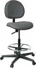Bevco - 21 to 31" High Adjustable Height Swivel Stool - 27" Wide x 27" Deep, 100% Olefin Seat, Gray - Industrial Tool & Supply