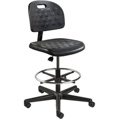 Bevco - 22-1/4 to 32" High Adjustable Height Swivel Stool - 27" Wide x 27" Deep, Polyurethane Seat, Black - Industrial Tool & Supply