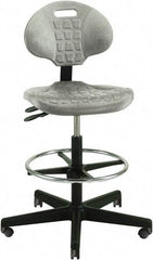 Bevco - 21 to 31" High Adjustable Height Swivel Stool - 27" Wide x 27" Deep, Polyurethane Seat, Gray - Industrial Tool & Supply