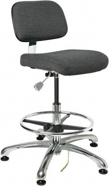 Bevco - 19 to 26-1/2" High Adjustable Height Swivel Stool - 27" Wide x 27" Deep, Conductive Cloth Seat, Gray - Industrial Tool & Supply