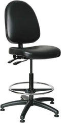 Bevco - 24 to 34" High Adjustable Height Swivel Stool - 27" Wide x 27" Deep, Vinyl Seat, Black - Industrial Tool & Supply