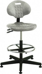 Bevco - 21 to 31" High Adjustable Height Swivel Stool - 27" Wide x 27" Deep, Polyurethane Seat, Gray - Industrial Tool & Supply