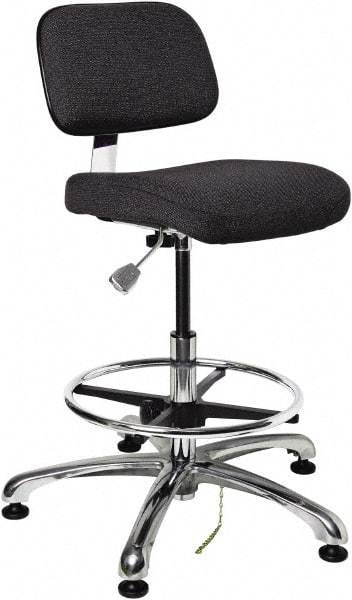 Bevco - 19 to 26-1/2" High Adjustable Height Swivel Stool - 27" Wide x 27" Deep, Conductive Cloth Seat, Ebony - Industrial Tool & Supply