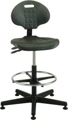 Bevco - 21 to 31" High Adjustable Height Swivel Stool - 27" Wide x 27" Deep, Polyurethane Seat, Black - Industrial Tool & Supply