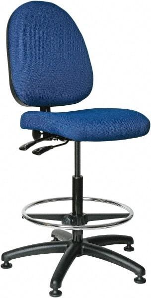 Bevco - 24 to 34" High Adjustable Height Swivel Stool - 27" Wide x 27" Deep, 100% Olefin Seat, Royal Blue - Industrial Tool & Supply