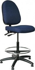 Bevco - 24 to 34" High Adjustable Height Swivel Stool - 27" Wide x 27" Deep, 100% Olefin Seat, Navy - Industrial Tool & Supply