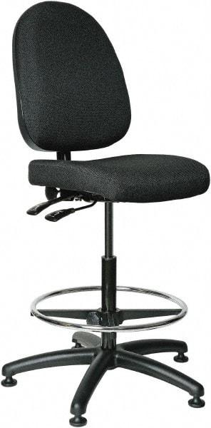 Bevco - 24 to 34" High Adjustable Height Swivel Stool - 27" Wide x 27" Deep, 100% Olefin Seat, Black - Industrial Tool & Supply