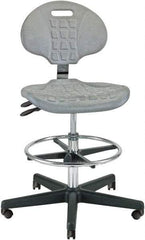 Bevco - 21 to 31" High Adjustable Height Swivel Stool - 27" Wide x 27" Deep, Polyurethane Seat, Gray - Industrial Tool & Supply