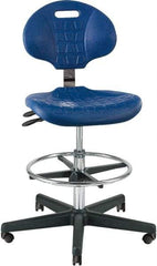Bevco - 21 to 31" High Adjustable Height Swivel Stool - 27" Wide x 27" Deep, Polyurethane Seat, Blue - Industrial Tool & Supply